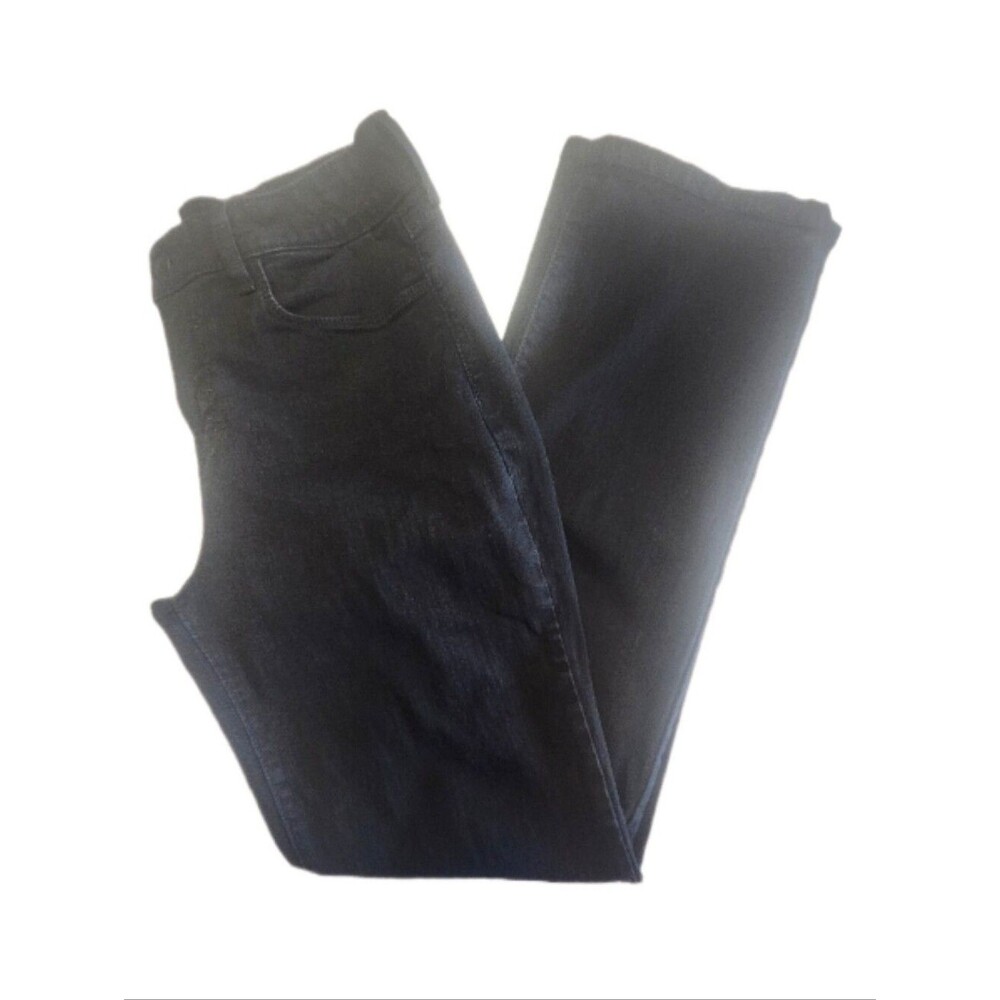 NYDJ Mid Rise Straight Leg Black Dyed 96% Cotton Jeans, Sparkle Pockets, 10